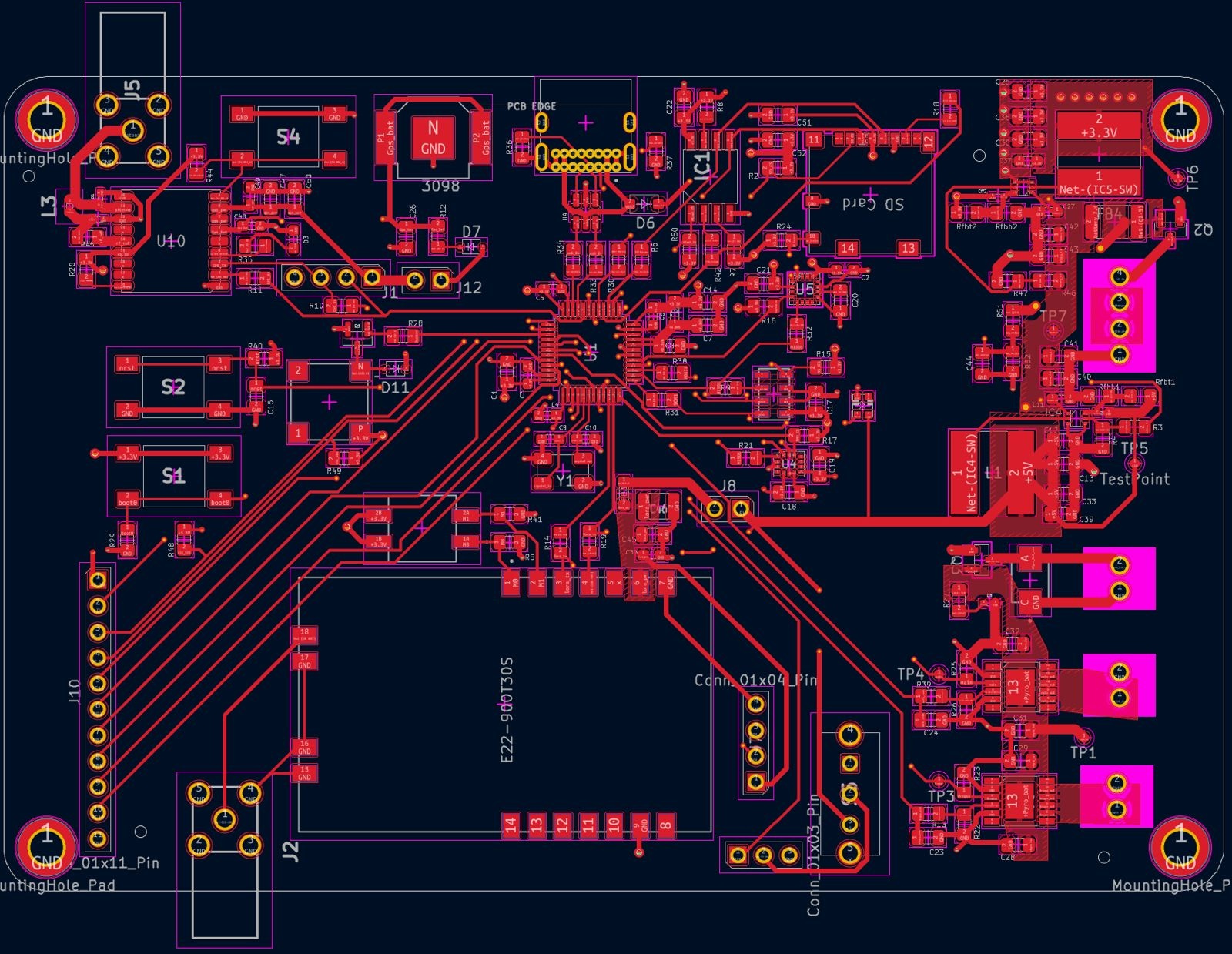 Board layout for the control electronics.