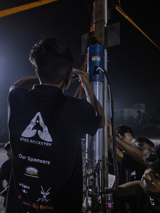 Patankar on the test stand with the team